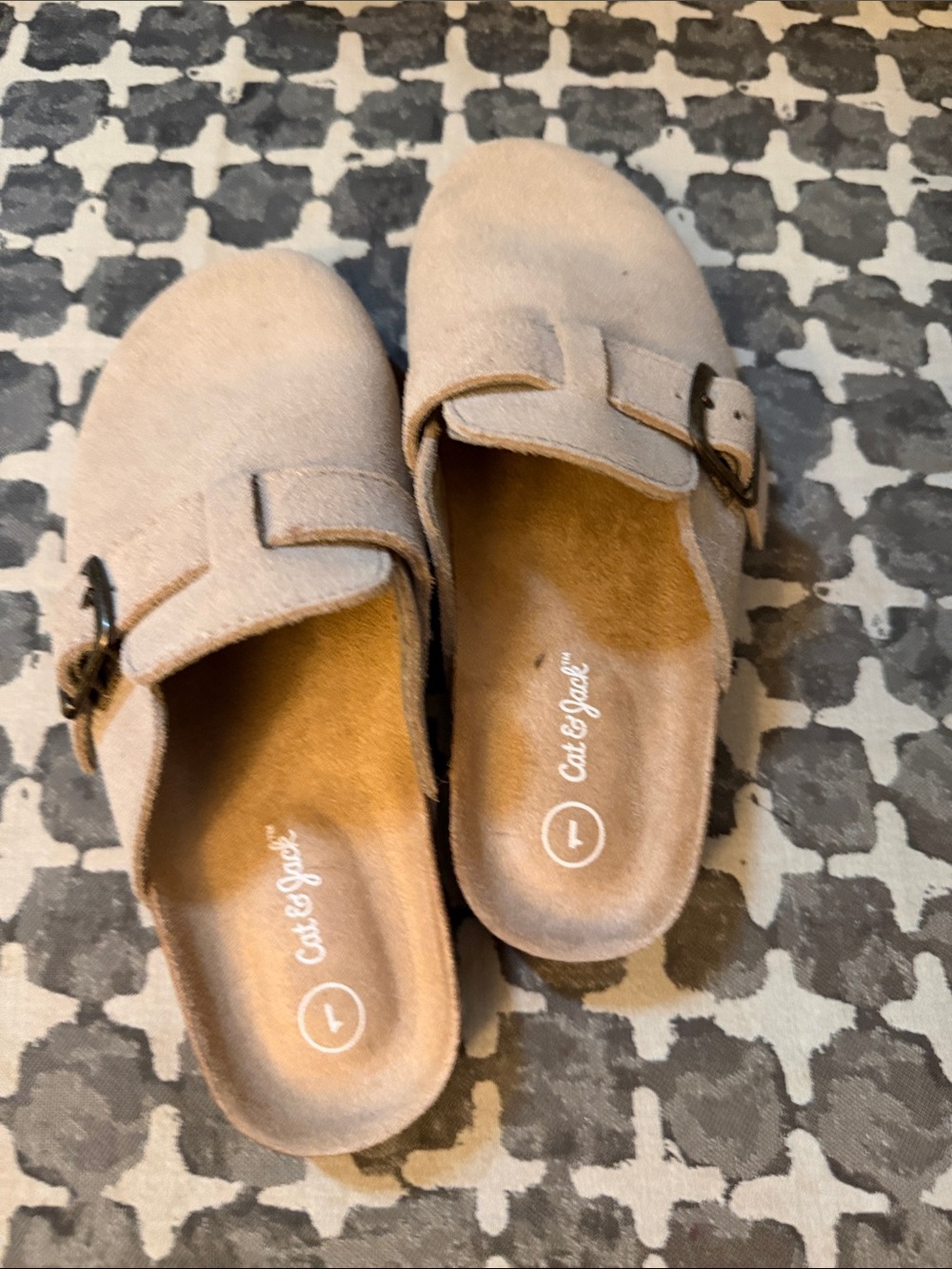 Cat & Jack Beige Suede Buckle Mules